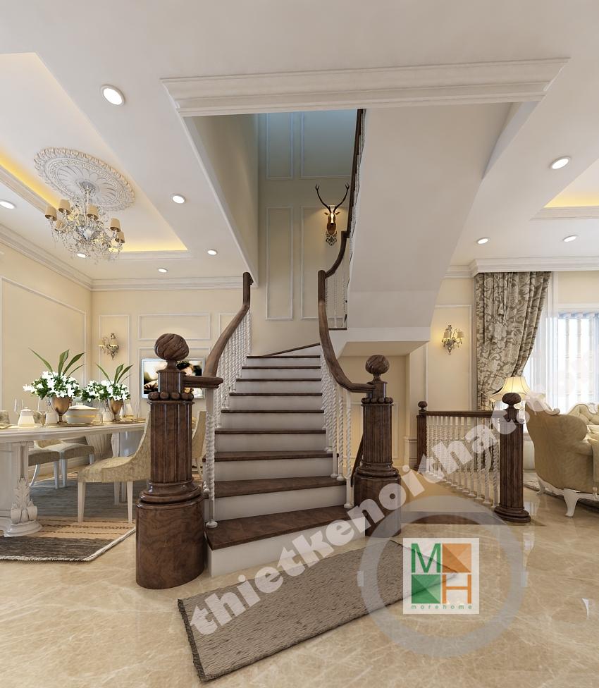 Cầu thang gỗ công nghiệp Morehome Cầu thang gỗ công nghiệp Morehome