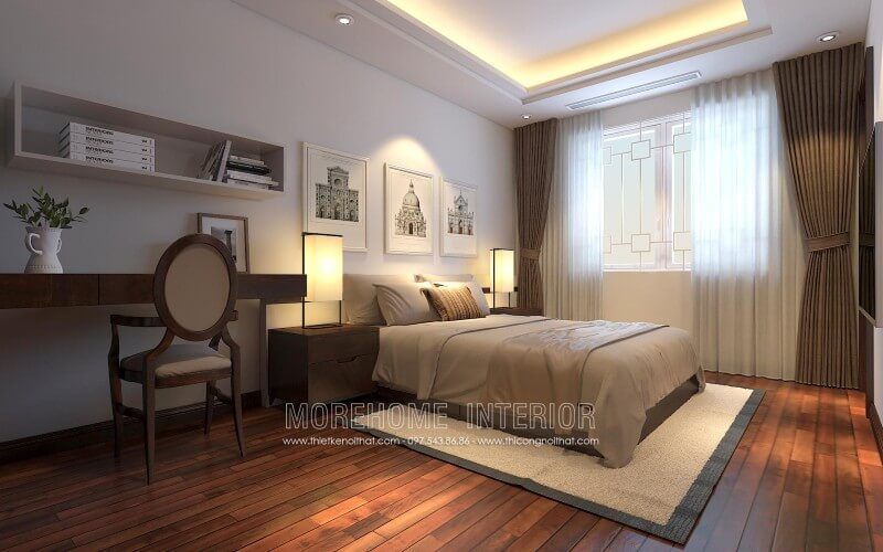 Thiết kế giường ngủ phong cách hiện đại, đơn giản nhưng vẫn mang lại vẻ đẹp sang trọng cho căn phòng mà nó sở hữu