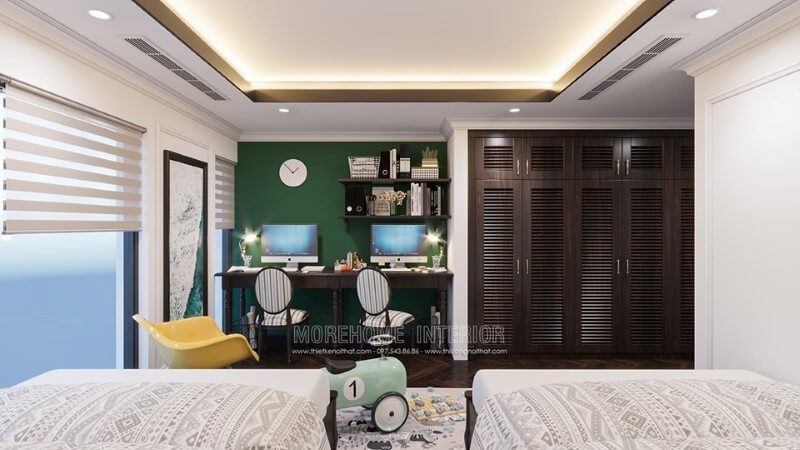 Mẫu bàn học bằng gỗ tự nhiên đẹp sang trọng cho phòng trẻ em